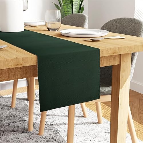 Encasa Camino de mesa para comedor de 4 plazas, verde oscuro, algodón acanalado fino, tamaño 13 x 59 pulgadas, más de 20 colores modernos y diseños disponible en Yaxa Costa Rica