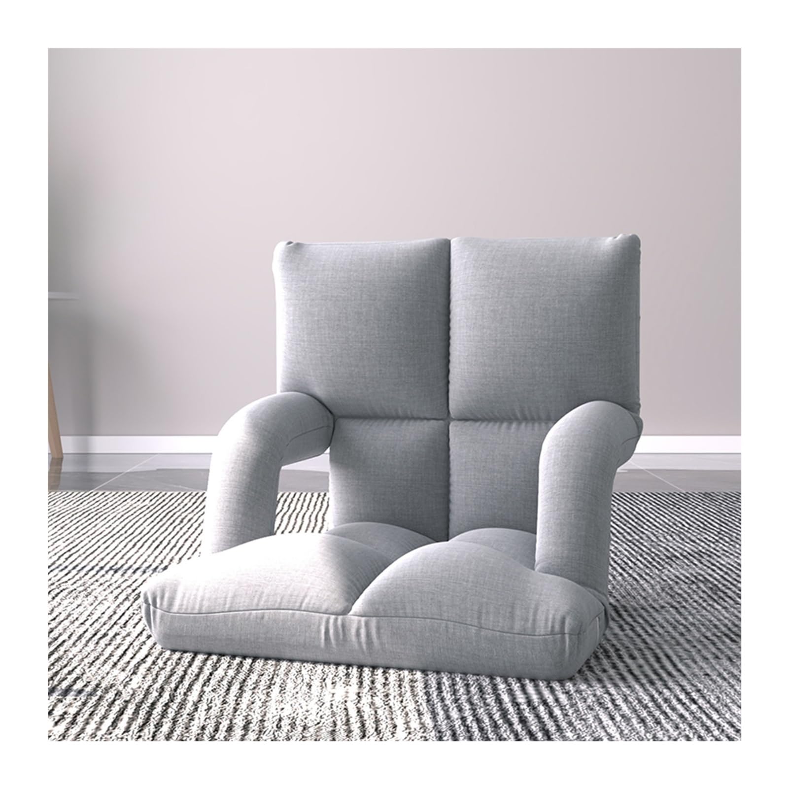 Genérico Silla de Suelo, Silla de meditación Plegable Individualmente, Respaldo Ajustable de 6 velocidades, Silla de Juego Acolchada con reposabrazos para Leer y meditar, 5 Colores (Color: Negro, Tam