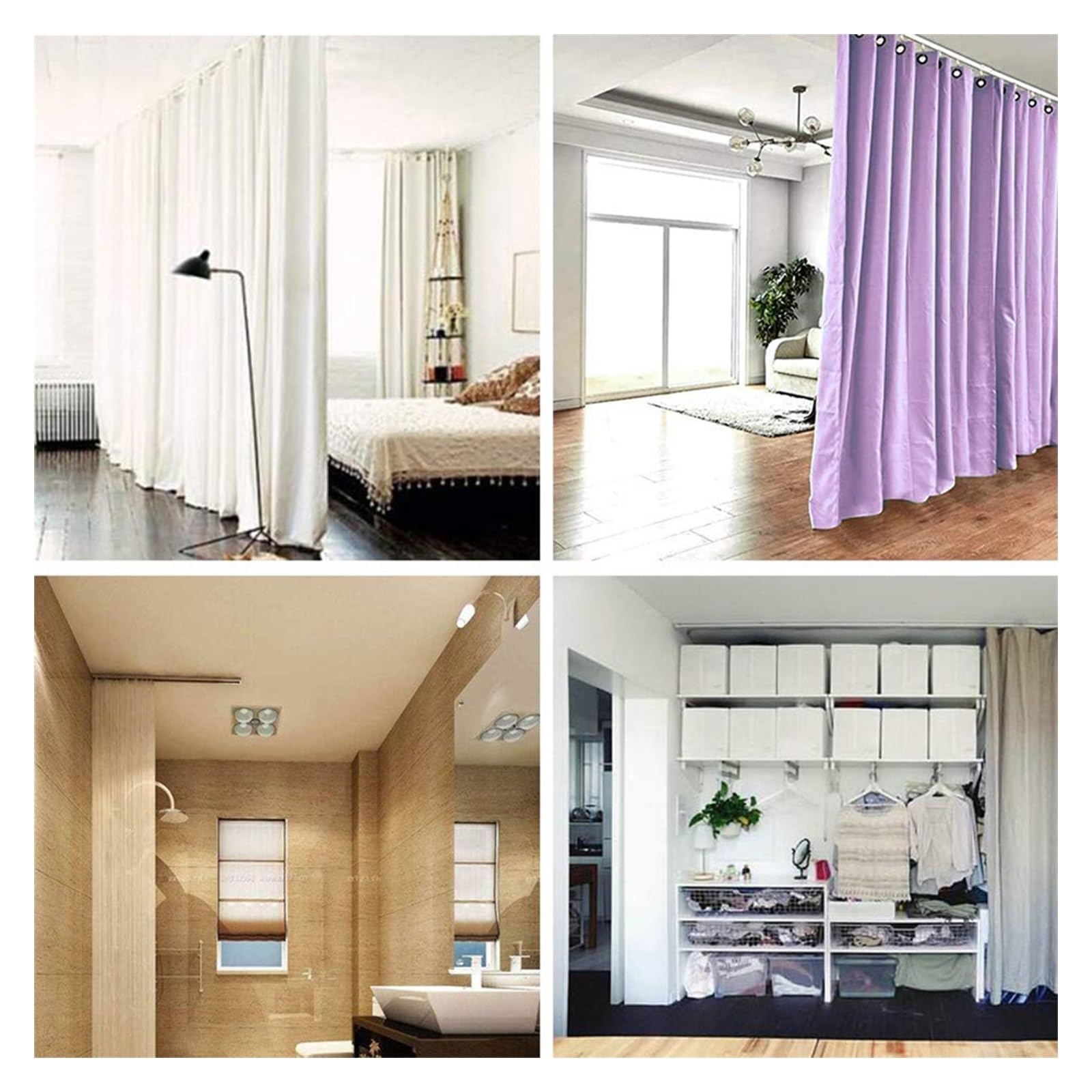 1-6m Rail De Plafond, Montage Au Plafond Ou Au Mur, Rails De Rideaux Robustes,Tringles À Rideaux En Aluminium, Pour Diviseur De Pièce(White-B,4.2m(3 * 1.4m))