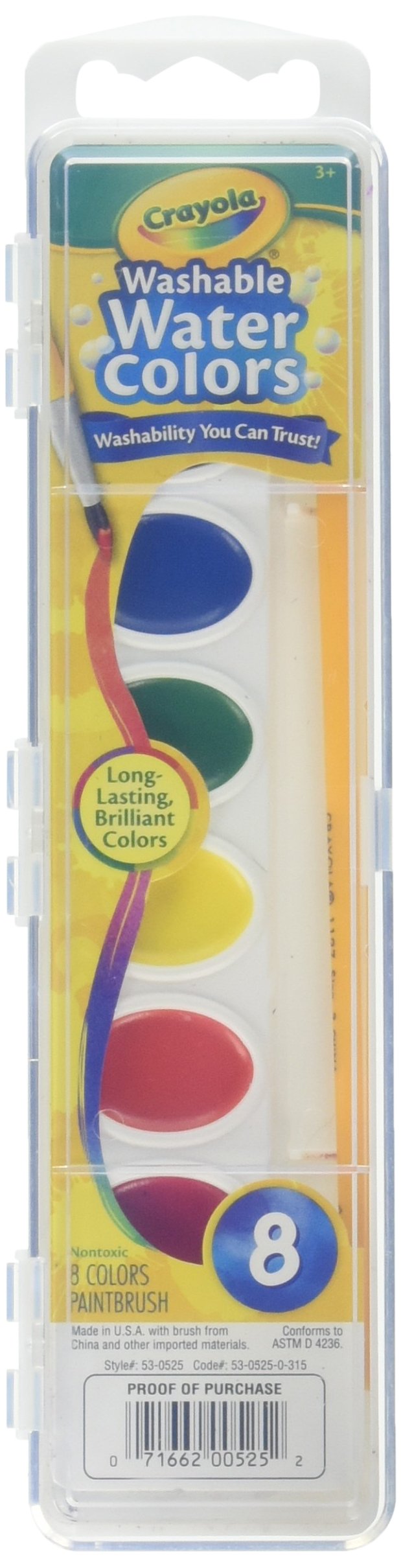 Photo 1 of Crayola Washable Watercolors 8 ea (Pack of 2) 1 Count (Pack of 2)