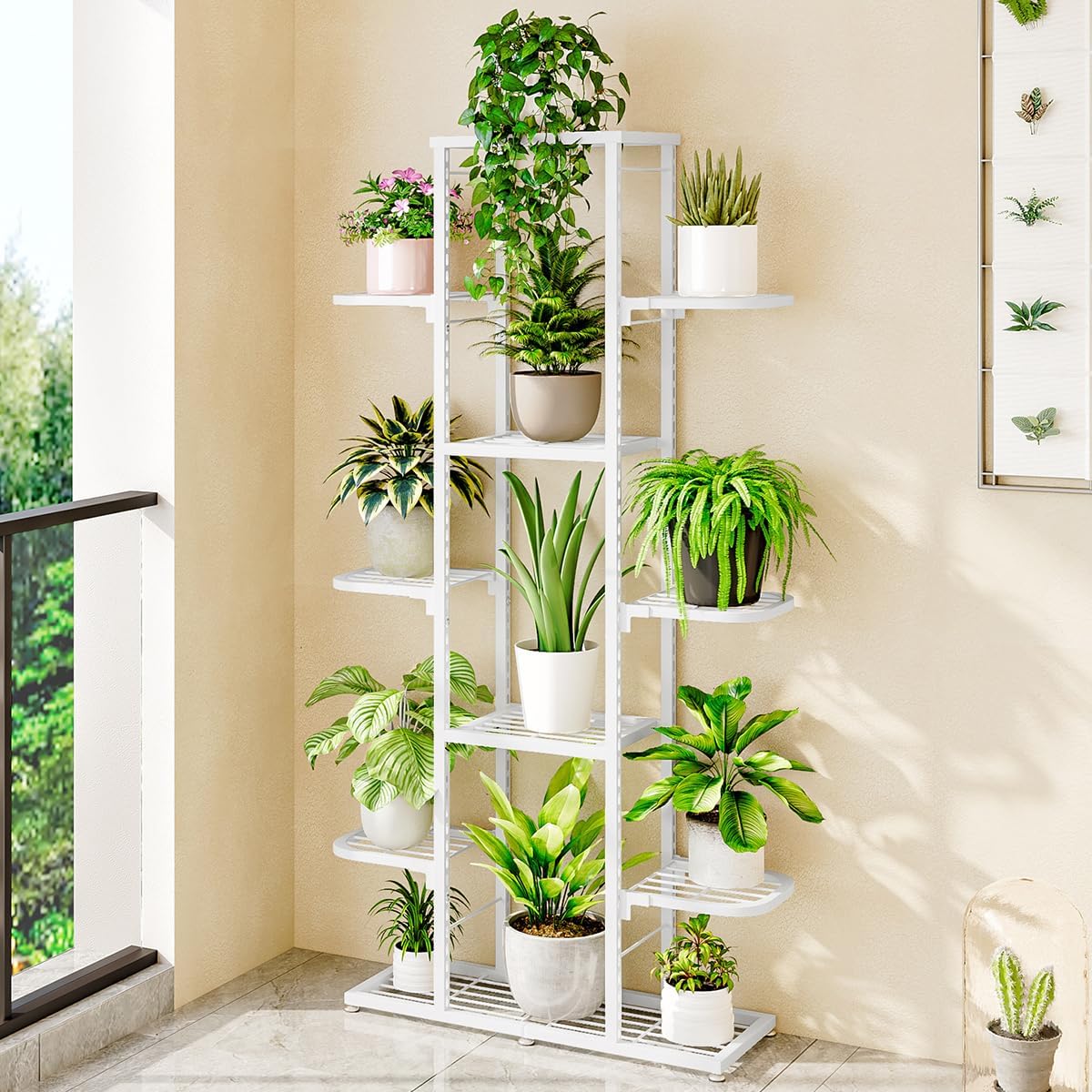 Litake Pflanzenregal Metall, 7 Ebenen Blumenständer für Innen & Außen