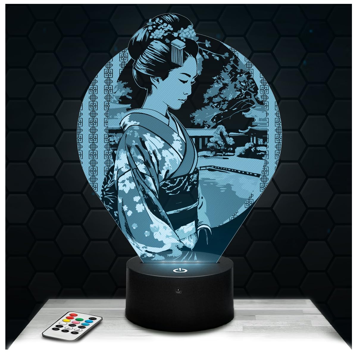 Lampephoto.fr - 3D Geisha Lamp Gift Geisha Geiko Japanese Artist, Touch LED Night Light, 3D Hologram Effect, Christmas Birthday Gift Idea for Boy or Girl, Bedroom Decoration Object