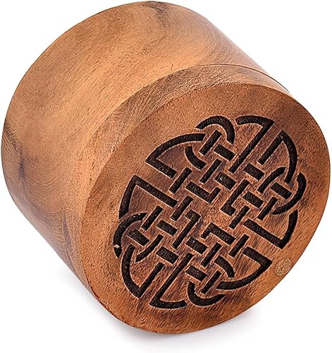Miniatura 2 de EDHAS Spice Cellars - Caja de especias de madera de acacia con cubierta giratoria, conservador de sal, tarro de madera para cocina, perfecto para