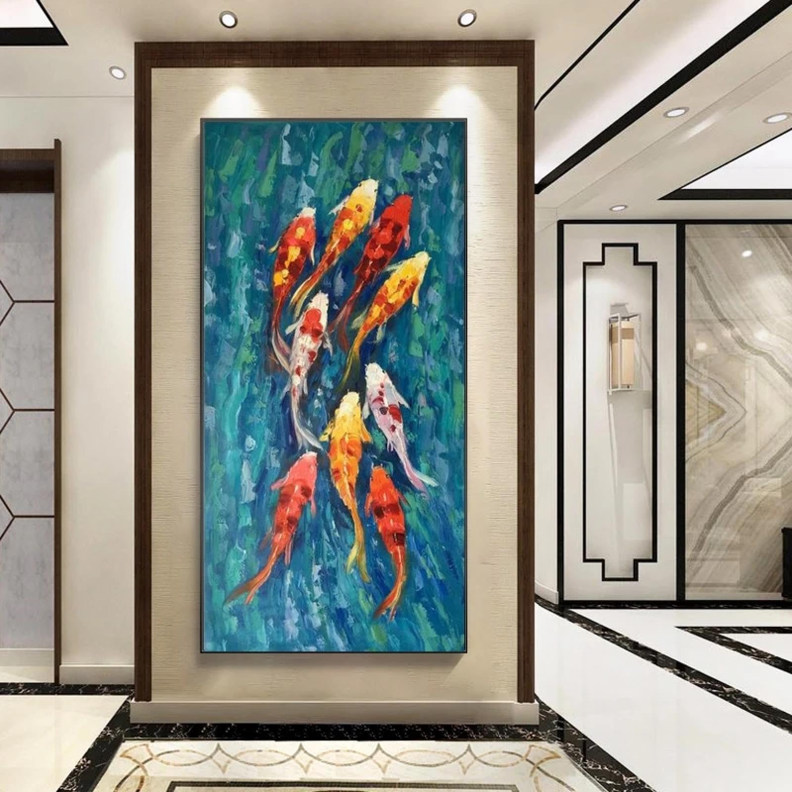 Peintures de décoration intérieure de carpe Koi, affiche moderne 60x120 - 8