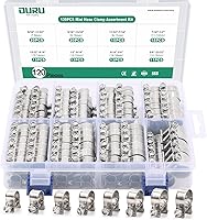 OURU 120PCS 304 Stainless Steel Fuel Line Clamps Kit - 8 Sizes 7-18mm Adjustable Mini Hose Clamps for Automotive, Diesel & Petrol Pipes