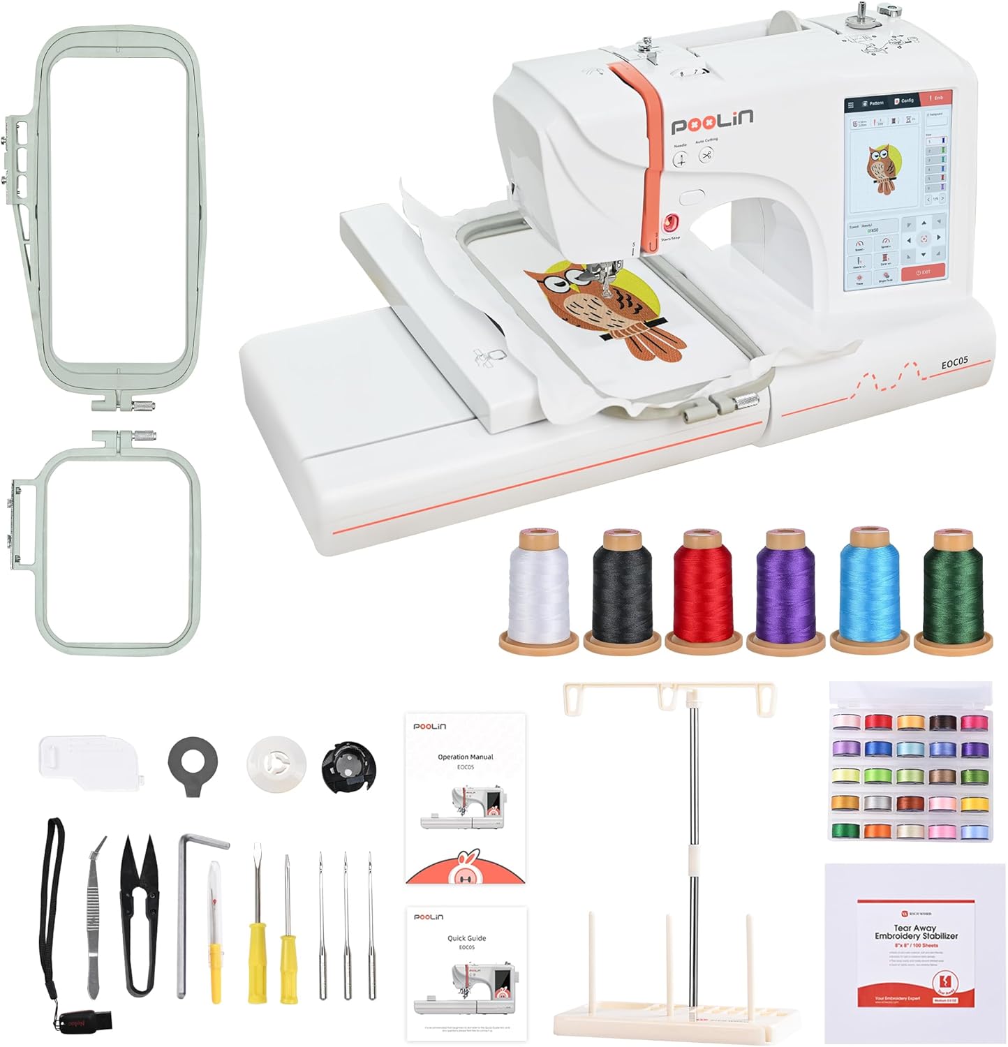 EOC05 Embroidery Machine 4 x 9.25 Inch Large Hoop Embroidery Area