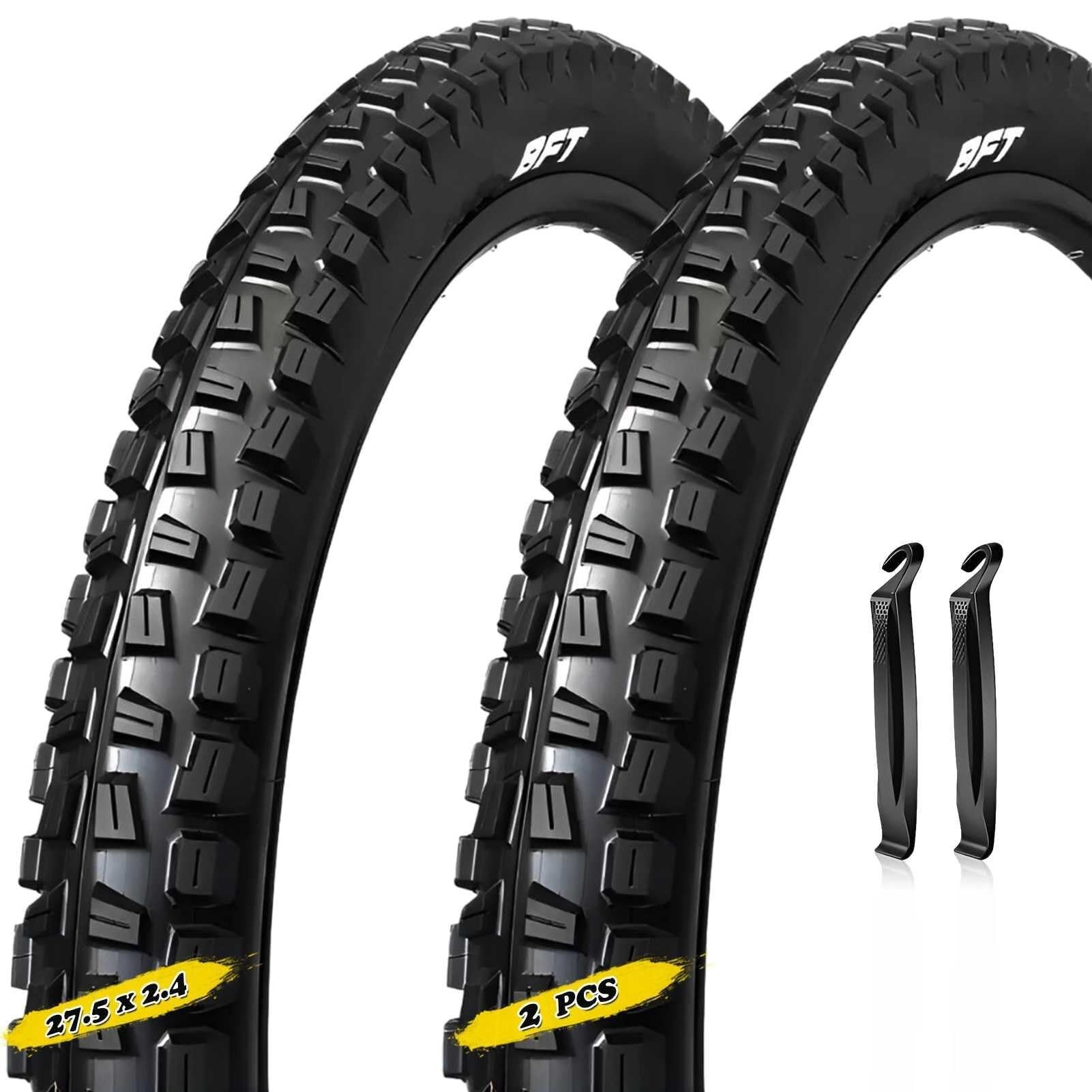 2PCS 27.5x2.4 Opon Rowerowych Odpornych na Przebicia, Gotowe do Tubeless, Trwała Mieszanka Gumowa, Kompatybilne z Większością Rowerów Górskich i Miejskich