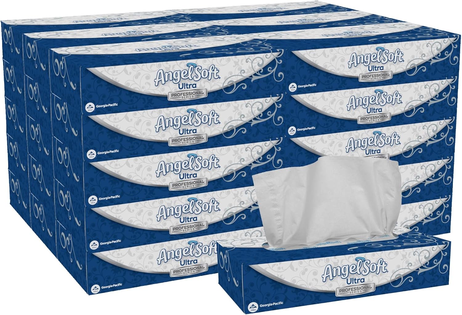 Georgia-Pacific Angel Soft Ultra Professional Series Premium 2-Ply Facial Tissue (49590), 126 Sheets Per Box, 30 Tissue Flat Boxes Per Case