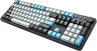 Vista 1 de i-rocks K73M Teclado mecánico para juegos con perilla de control de medios, 107 teclas, teclas PBT, teclas de acceso rápido multimedia, cable USB-C