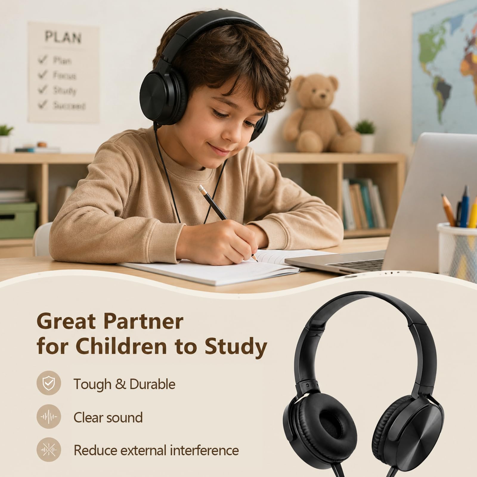 Lot de 8 casques de classe pour étudiants – Écouteurs intra-auriculaires de qualité supérieure pour enfants K-12 et salles de classe, ultra durables et faciles à nettoyer avec réduction passive du