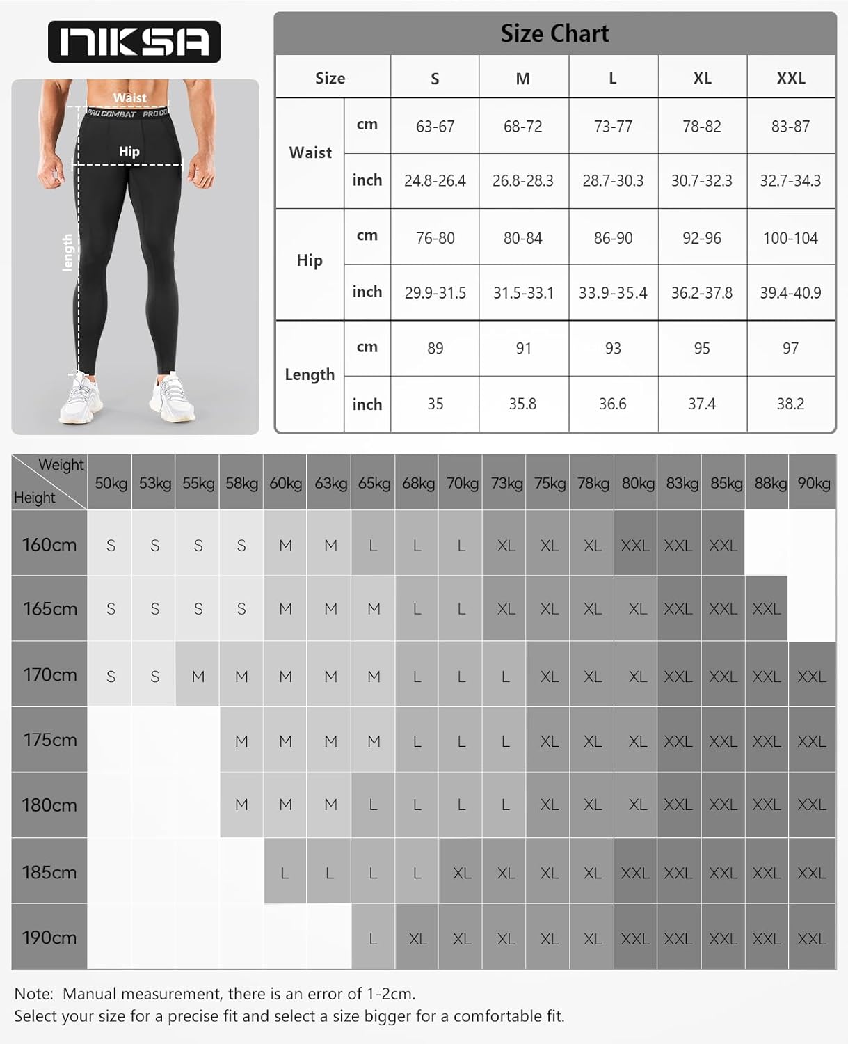 Niksa 1/3 Pack Men's Compression Pants, Performance Athletic Sports Leggings Gym Tights for Running Yoga Workout Sports - Image 7