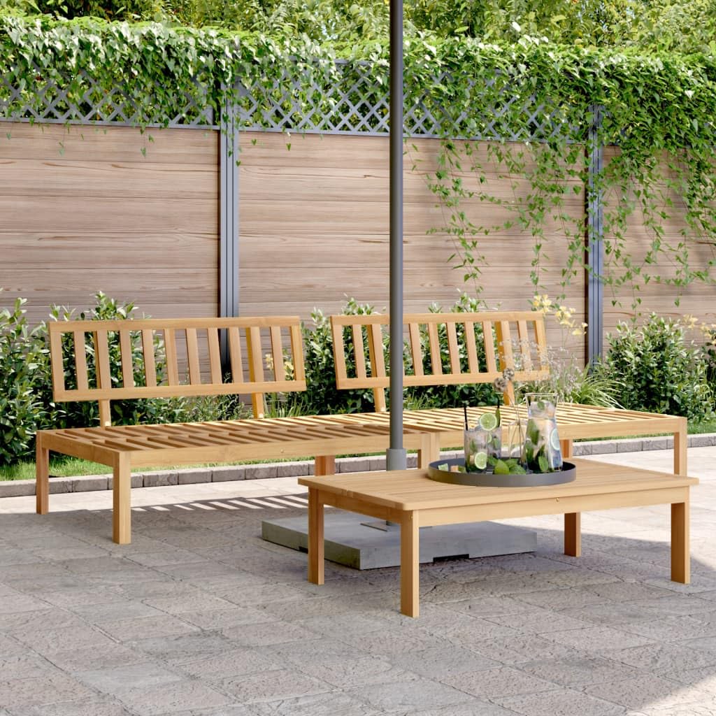 Juego de 2 sofás de jardín de madera de acacia, 120 x 92 x 69 cm, diseño modular, madera resistente, salón para jardín, balcón, terraza