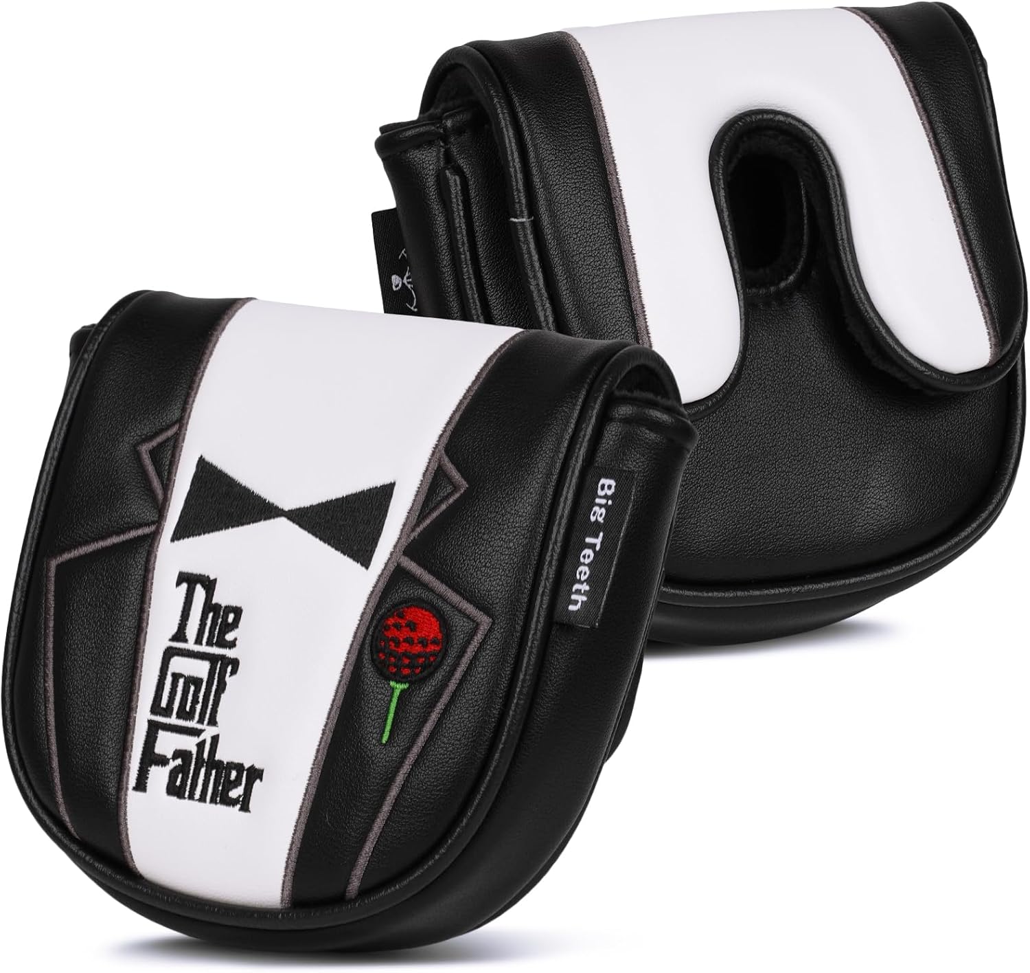 The Golf Father Funny Golf Club Covers, Driver Fairway Wood Hybrid Headcover, Mallet Putter Covers Blade Headcovers Putter Cover Magnetic, Black and White Color Iron Covers for Most Brands