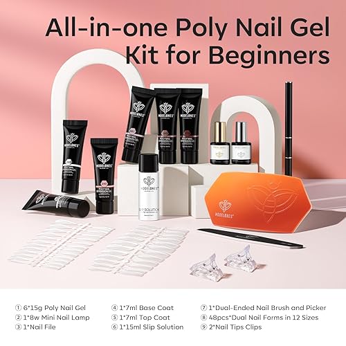 Miniatura 10 de modelones Gel de uñas de polietileno, 6 colores de tonos de piel nude rosa neutro, colección de gel de extensión de polietileno, gel de construcción