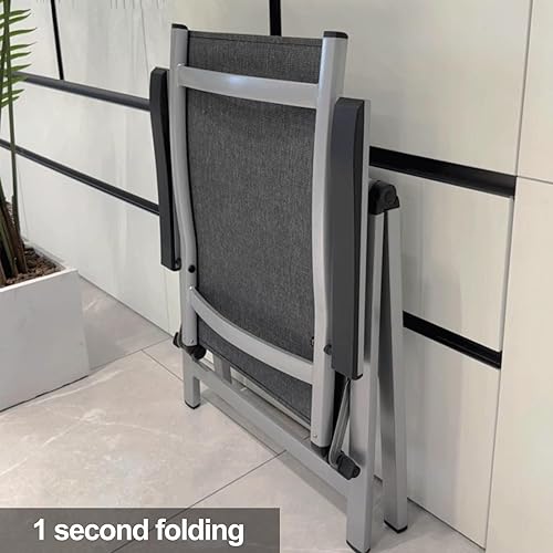Miniatura 4 de Folding Chairs with Headrest, 7 Levels Adjustable, Aluminium Frame, Portable Cozy Recliner, Arm Chair for Garden, Terrace, Swimming Pool