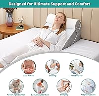 Vista 64 de Bedluxe - Juego de 4 almohadas ajustables de cuña para cama, almohada de espuma viscoelástica para después de la cirugía para el alivio del dolor