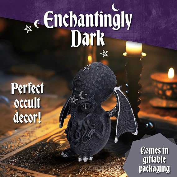 Nemesis Now Cult Cuties Culthulhu Figurine 10.3cm, Resin, Black, Scarily Adorable Winged Cat Figurine, Silver Detailing, Cast in the Finest Resin, Lovingly Hand-Painted
