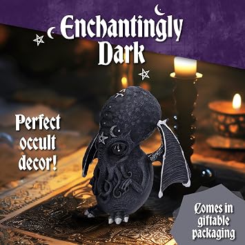 Nemesis Now Cult Cuties Culthulhu Figurine 10.3cm, Resin, Black, Scarily Adorable Winged Cat Figurine, Silver Detailing, Cast in the Finest Resin, Lovingly Hand-Painted
