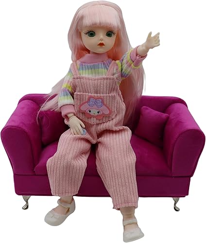 Miniatura 6 de Caja de joyería para sofá de casa de muñecas, 2 piezas, muebles de salón en miniatura, muebles de muñeca, sofá, joyero de 16 cojines de sofá para