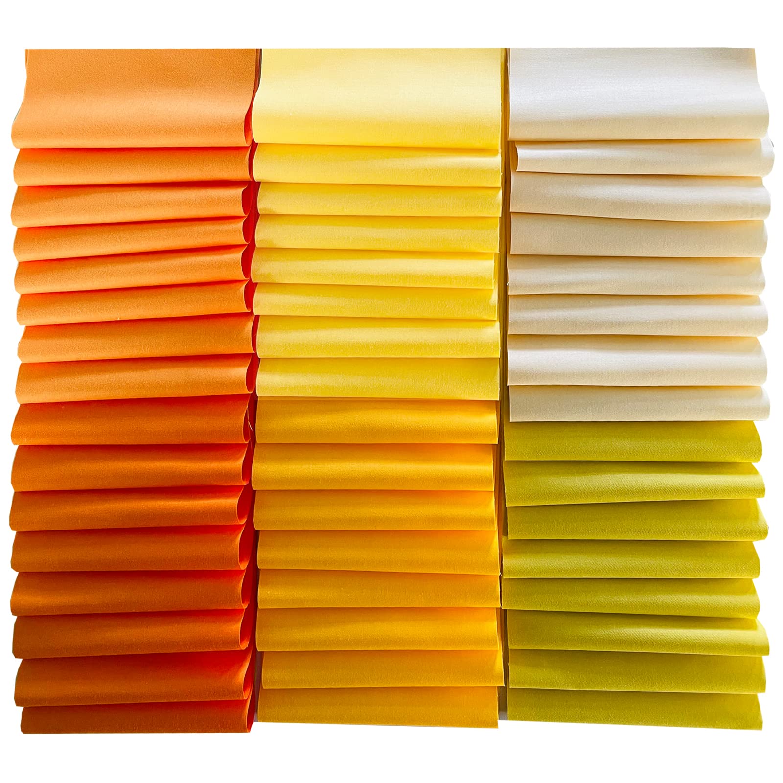 HANPATQUI 100% Cotton Quilting Fabric for Sewing, Craft Fabric Squares, Fat Quarters Fabric Bundles for DIY &Patchwork (Yellow 48pcs 12" x 12")