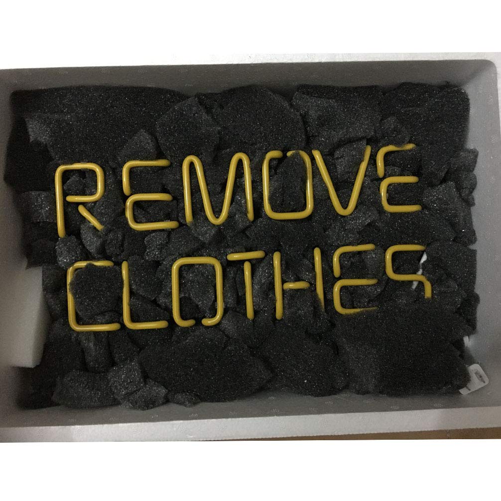 LiQi ™ REMOVE CLOTHES - Cartel de neón (35,5 x 20,3 cm, grande), hecho a mano para el hogar, dormitorio, pub, hotel, playa, recreativo, sala de juegos, decoración
