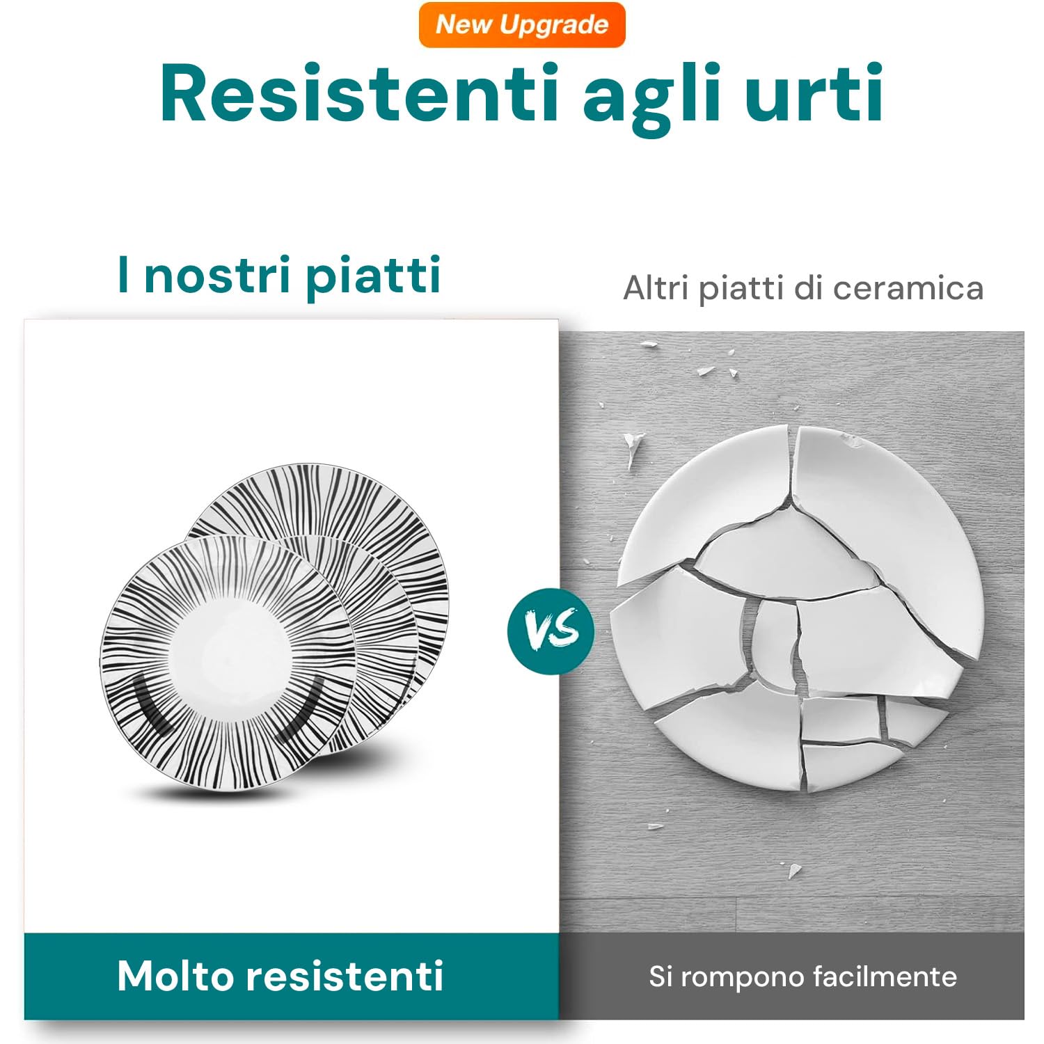 Avilia Servizio di Piatti in Porcellana con Foglie Bianco e Nero - Set 18 Pezzi Composto da Piatti Piani, Fondi e da Dessert - Ideale per ogni Occasione e Facili da Pulire in Lavastoviglie