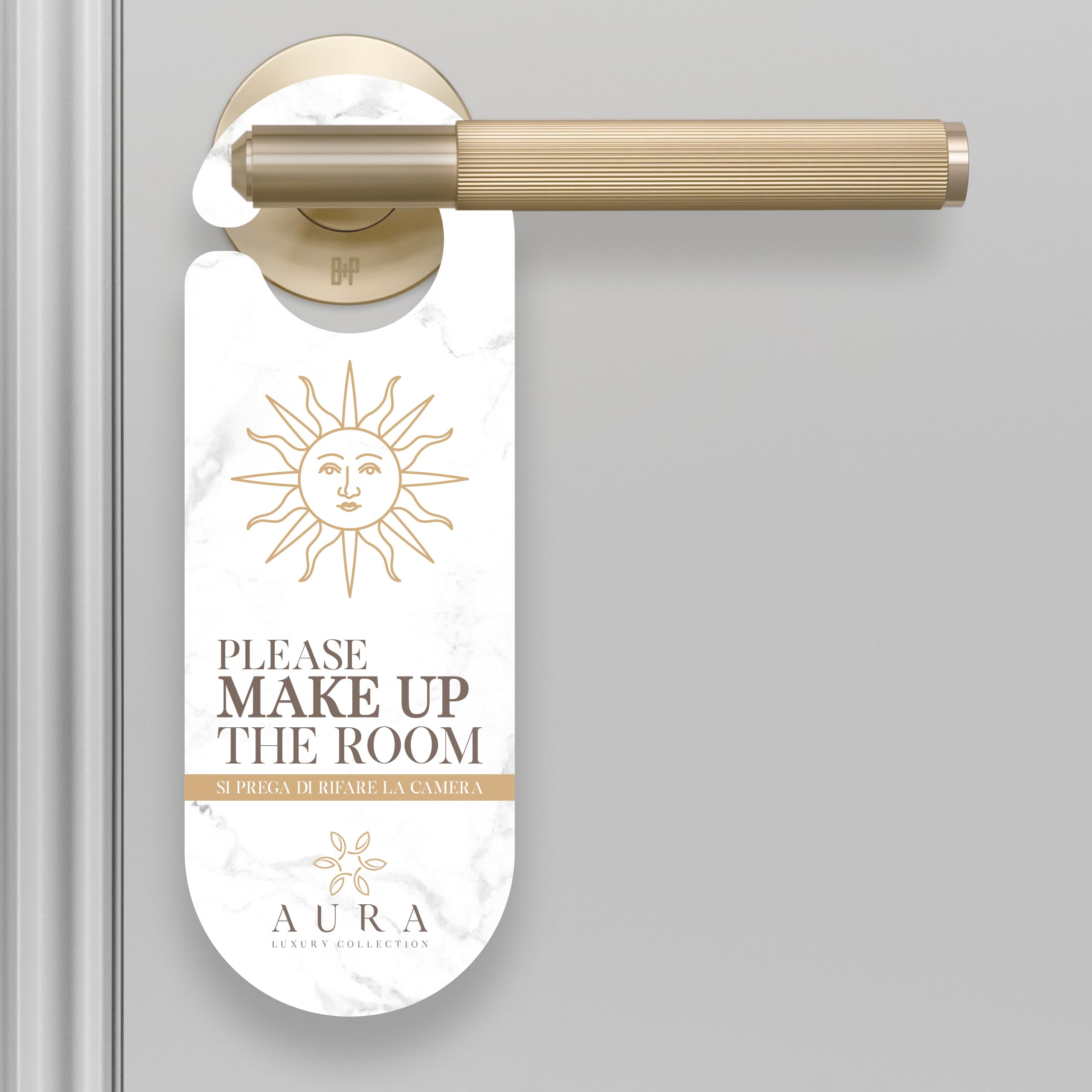 Aura Luxury Collection ® Gancio appendiporta in cartoncino "Please, do not disturb/please make up the room" per pulizia stanze di hotel e b&b (50)