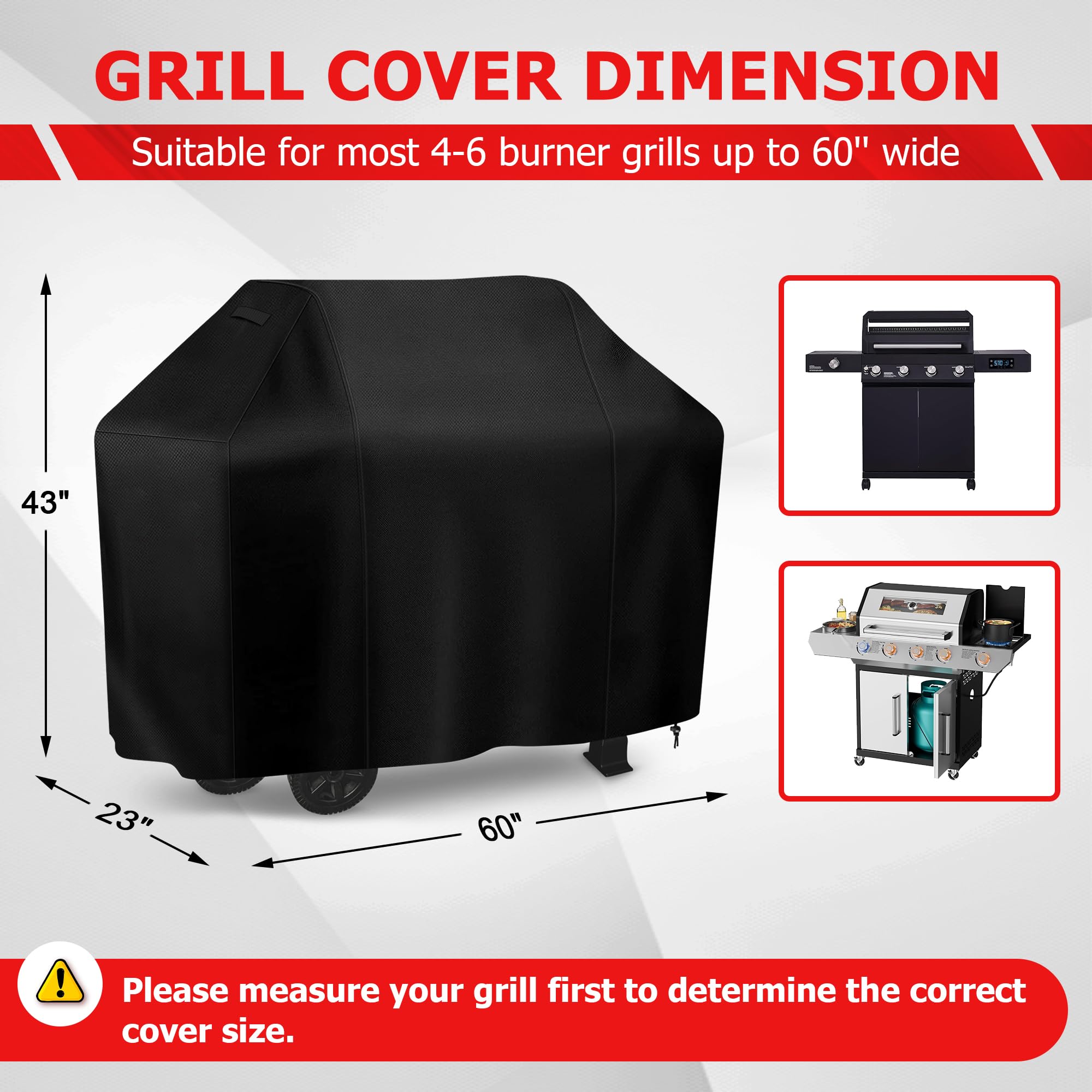 iCOVER - Funda para parrilla de 60 pulgadas, impermeable, para exteriores, de poliéster, ligera, fácil de poner y quitar, a prueba de polvo para parrillas Weber Char-Broil Nexgrill y más parrillas