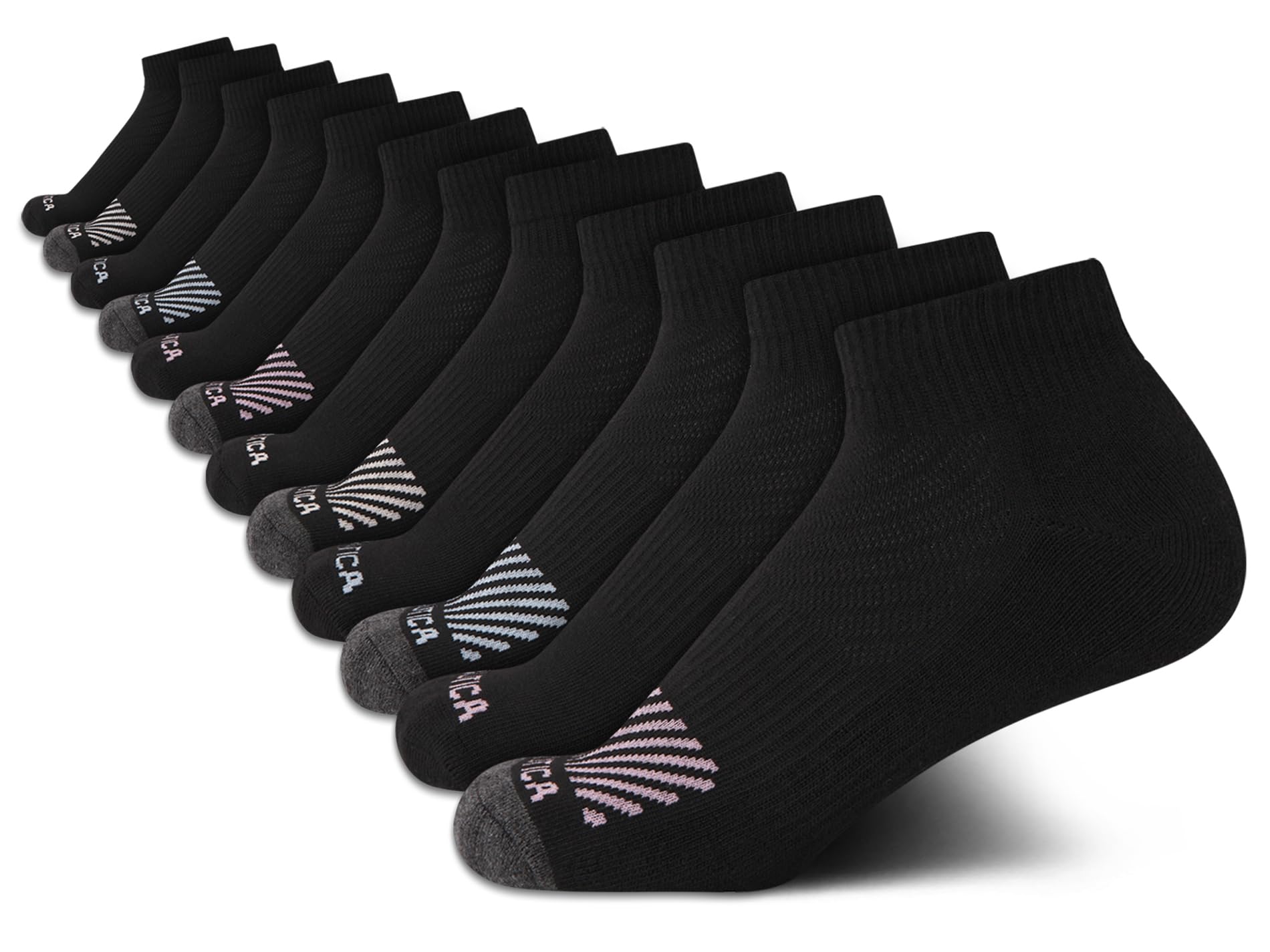 Nautica Womens Quarter Socks - 12 Pack Moisture Control Cushioned Athletic Socks for Women for Sport & Gym Wear (Size: 4-10)