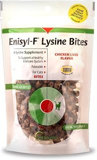 Vetoquinol Enisyl-F Lysine Bites: L-Lysine Treats for Cats & Kittens - Chicken Liver-Flavored Chews, 6.4oz (180g) Reclosable Bag