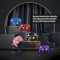 Vista 5 de Controlador FIOTOK Gamecube, controlador clásico con cable para Wii Nintendo Gamecube (Rosa y Morado-Pack de 2)