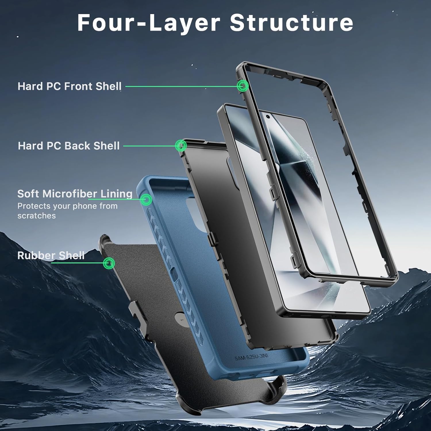 M MYBAT PRO Maverick Series for Samsung Galaxy S25 Ultra Case with Belt Clip Holster, 6.9 inch, Heavy Duty Military Grade Drop Protective Case w 360° Rotating Stand (No Screen Protector) Blue - Image 3