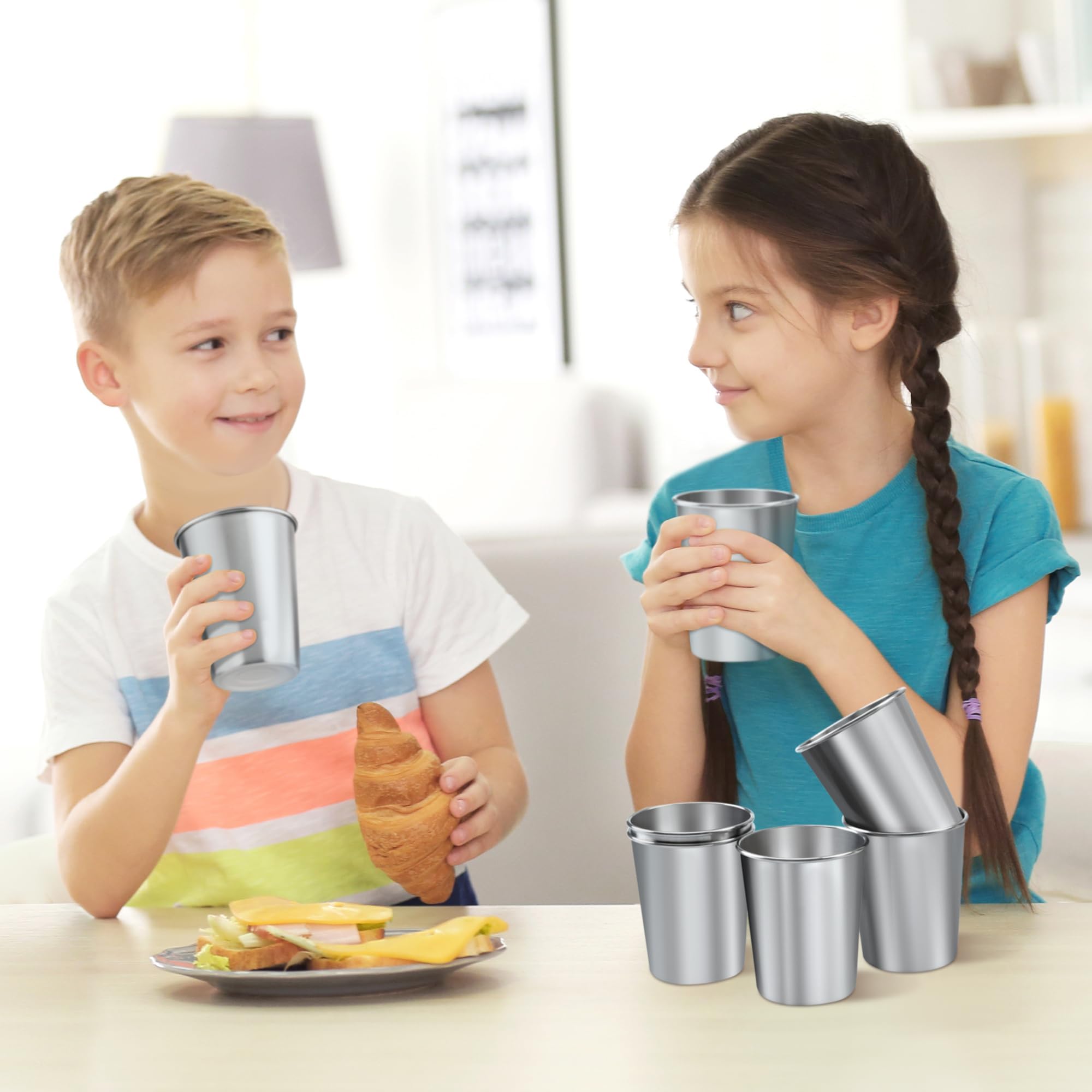 Ruisita Lot de 10 gobelets en acier inoxydable incassables pour enfants ou adultes 236 ml, 12 oz/350 ml