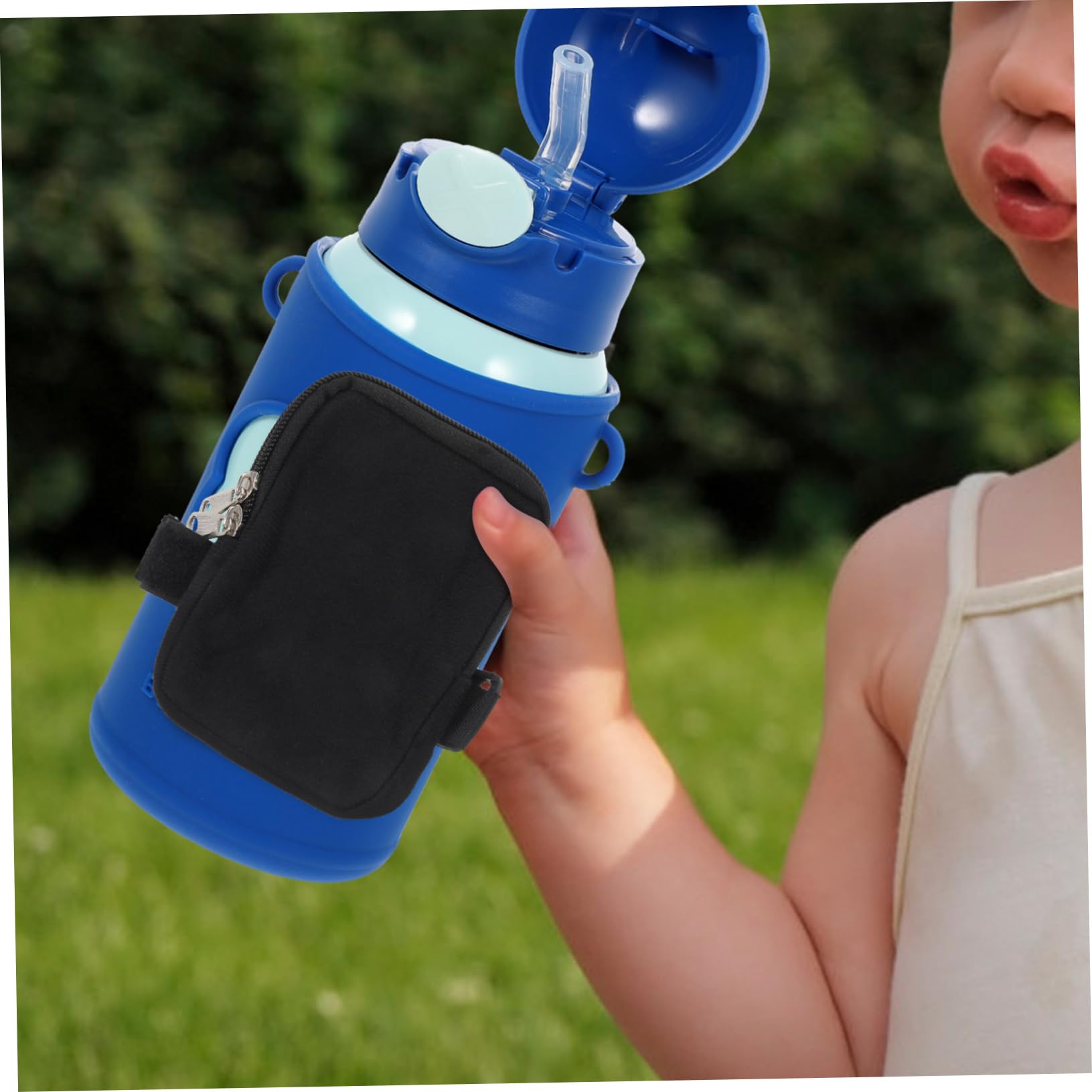 ibasenice 5 Stück Cup-Tasche Reise wasserflasche Beutel Reisen Wandern handhaben kleine Taschentasche Tragbare Wasserbechertasche Außentasche für Flaschen Segeltuch Black