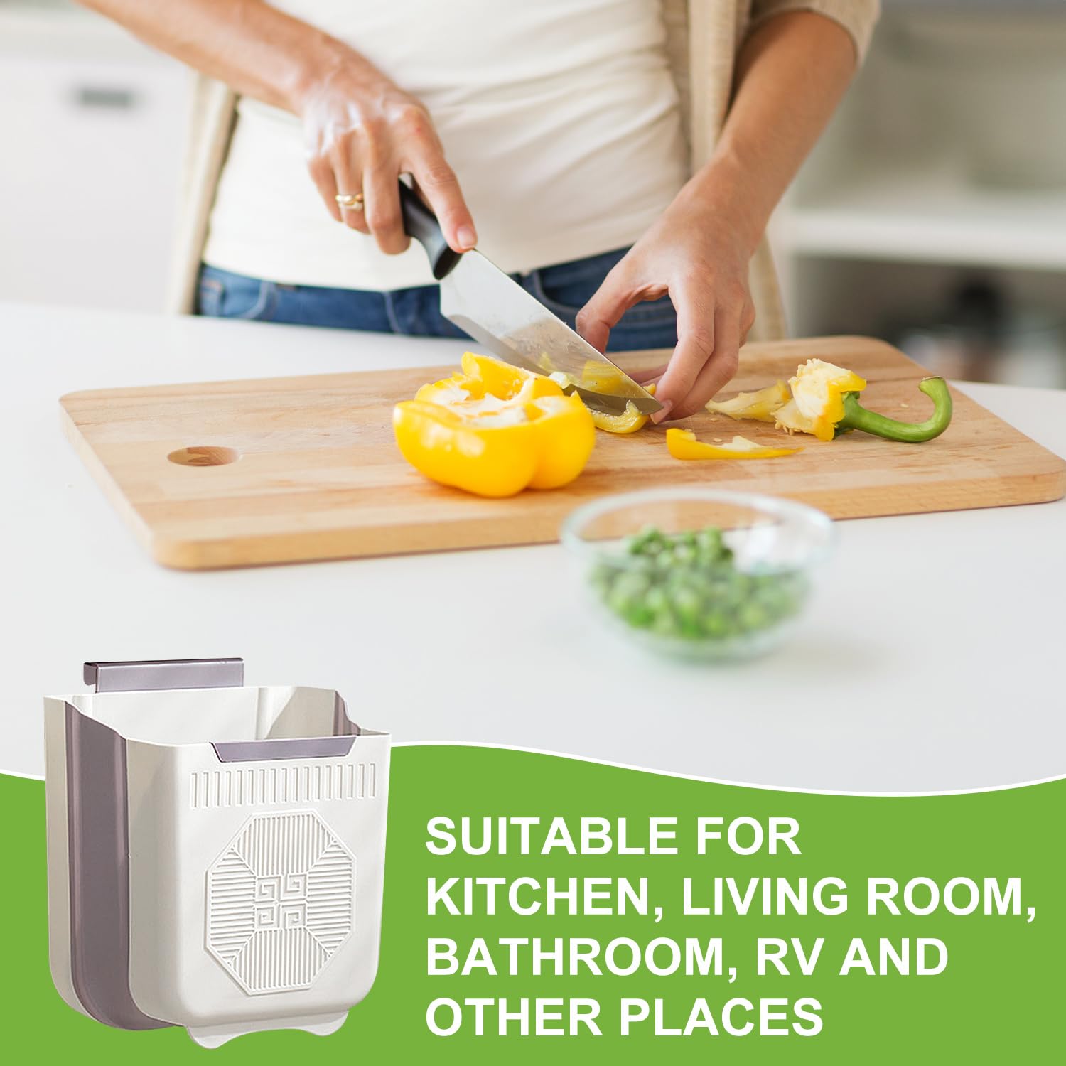 Cubo De Basura Plegable De 7L Para Colgar En Pared - Perfecto Para Cocina Pequeña, Baño O Camping