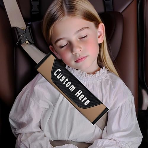 Miniatura 6 de MVJAA TXT personalizado funda para cinturón de seguridad de automóvil fundas de cinturón de seguridad de cuero de fibra de carbono cojín Negro, Azul