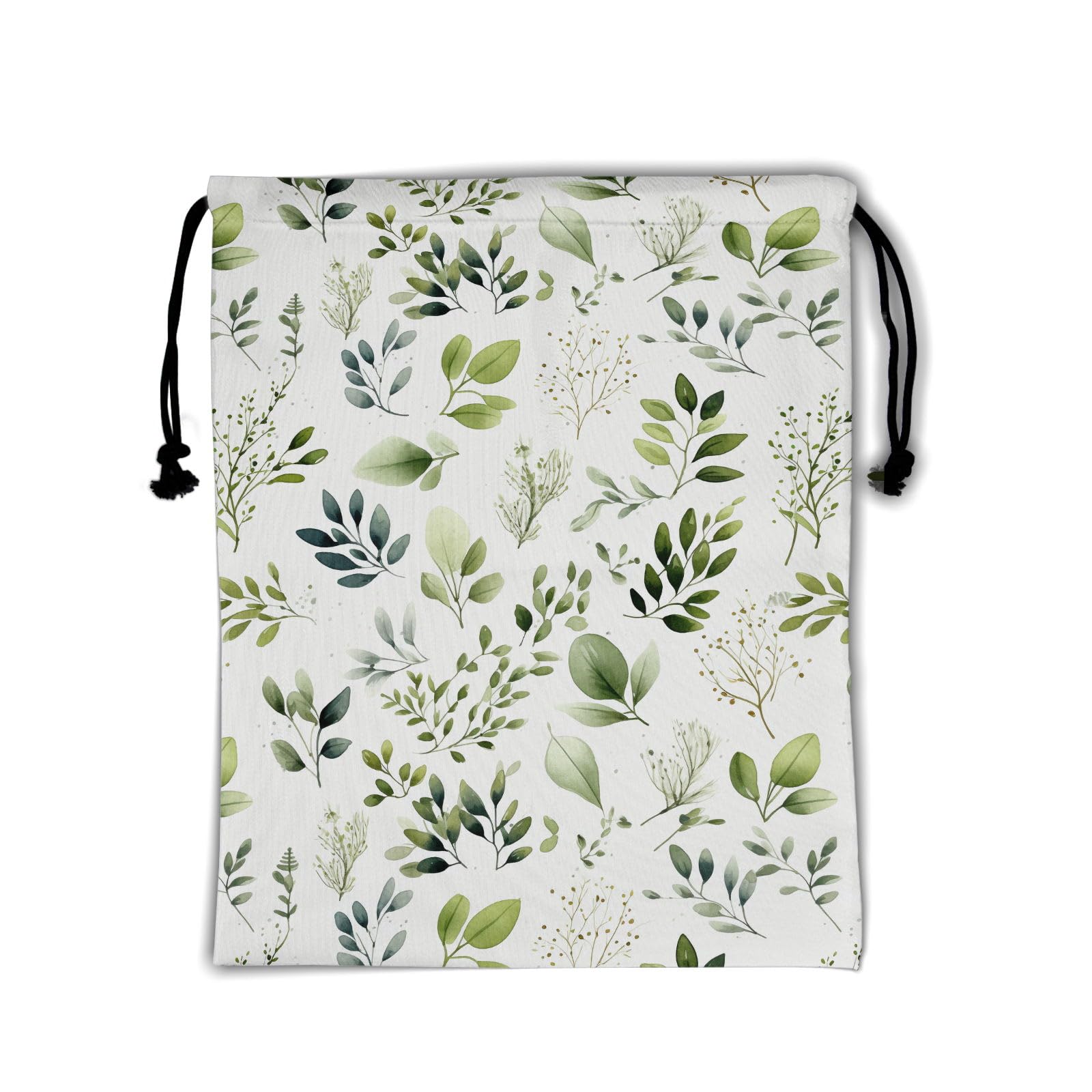 Giwawa Watercolor Green Leaves Grips Bag - Leaf Drawstring Storage Bag Plant Foliage Grip Bags for Gymnastics Shoe Laundry Pouch Breathable