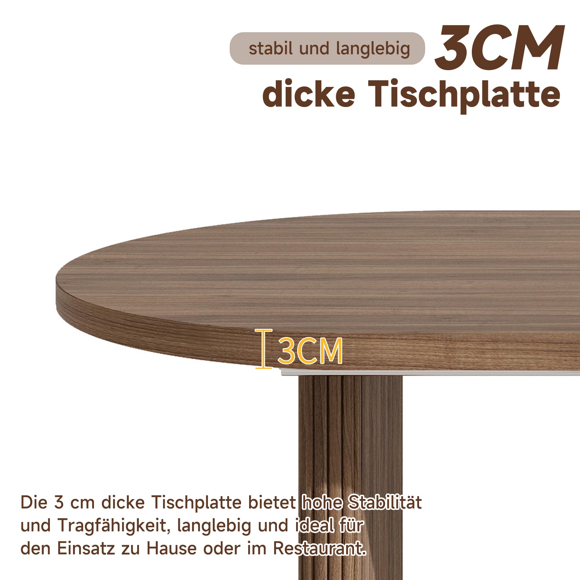 Merax Ausziehbar Esstisch 140/200x90 cm, Küchentisch mit 3 cm Dicker Tischplatte, Esstisch für 6–8 Personen mit abgerundeten Kanten & Lamellenbeinen, dunkle Holzfarbe