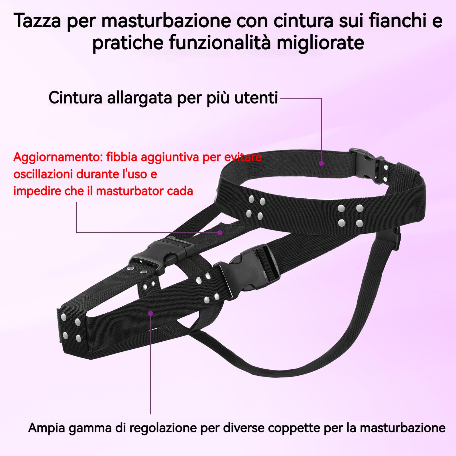 Cintura Regolabile per Masturbatore Maschile Elettrico, Imbracatura Compatibile con Coppa per il Piacere, Supporto con Fascia per Uso Solitario (Grande)