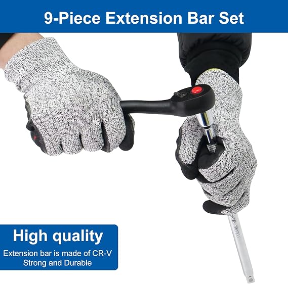 17 Pieces Impact Socket Adapter Set & 9 Pieces Socket Extension Set