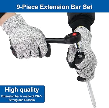 17 Pieces Impact Socket Adapter Set & 9 Pieces Socket Extension Set