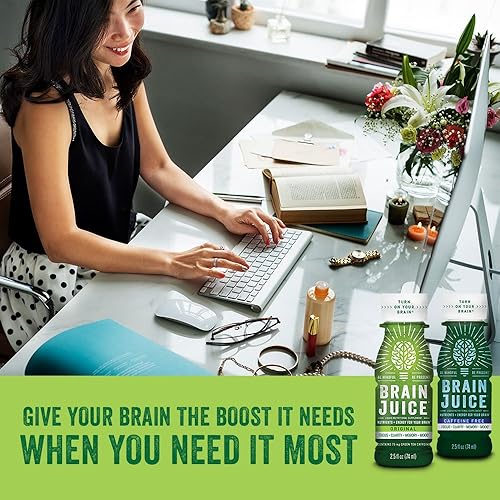 Miniatura 7 de BrainJuice Disparo de apoyo cerebral, suplemento sin gluten para energía y concentración, bebidas saludables con Alpha GPC, vitamina B y extracto de