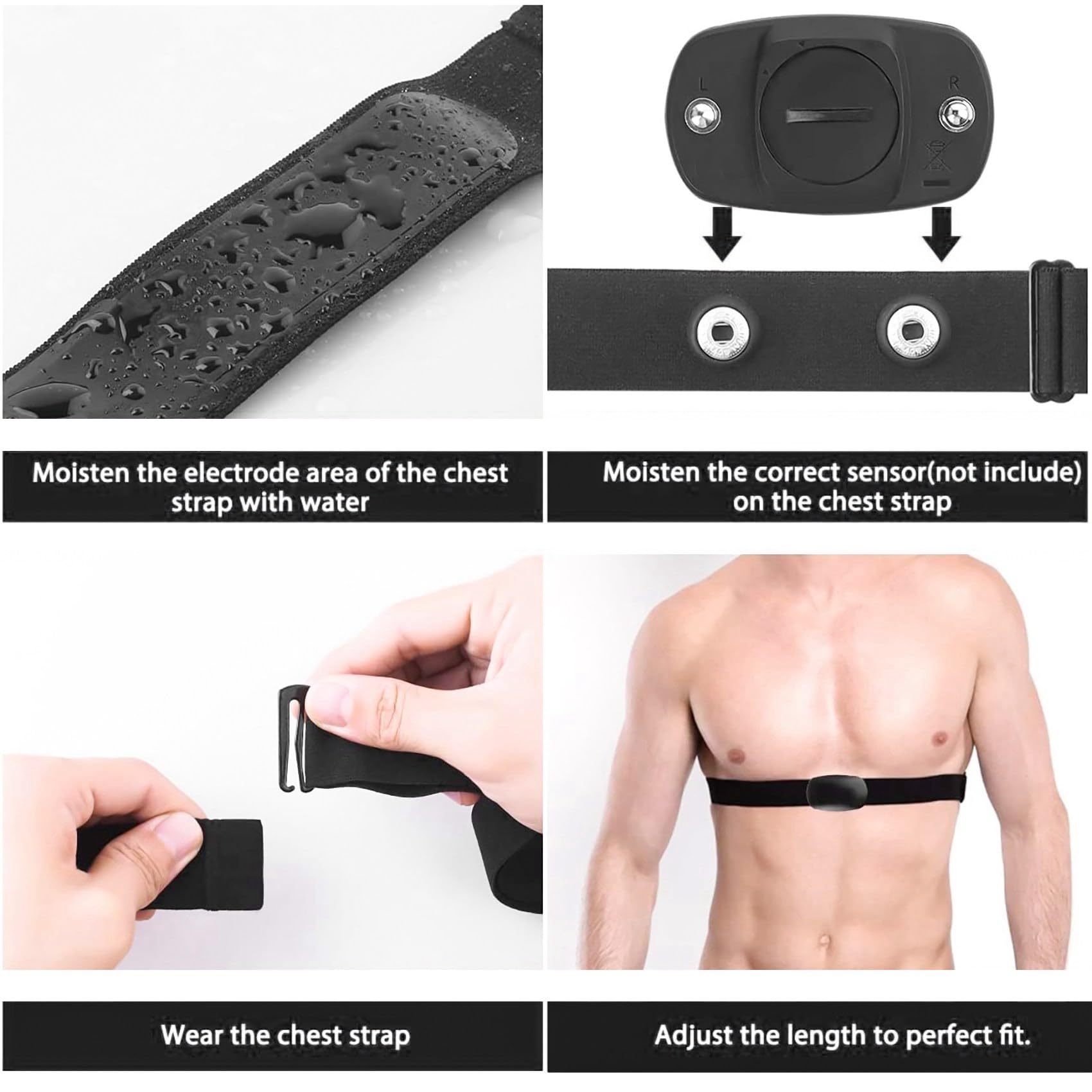 20X Correa de Cinturón para el Pecho para para Sports Monitor de Frecuencia Cardíaca Inalámbrico, Negro