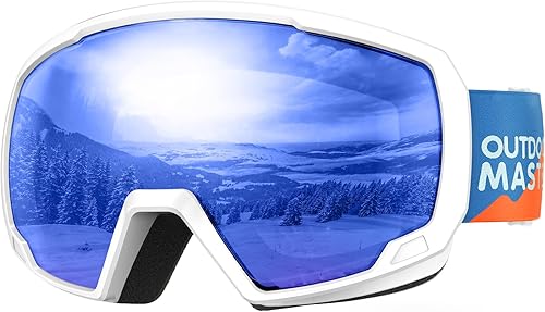 OutdoorMaster - Lentes de esquí para niños, lentes de snowboard para niños, con protección UV, 100% esférica, para niños y niñas