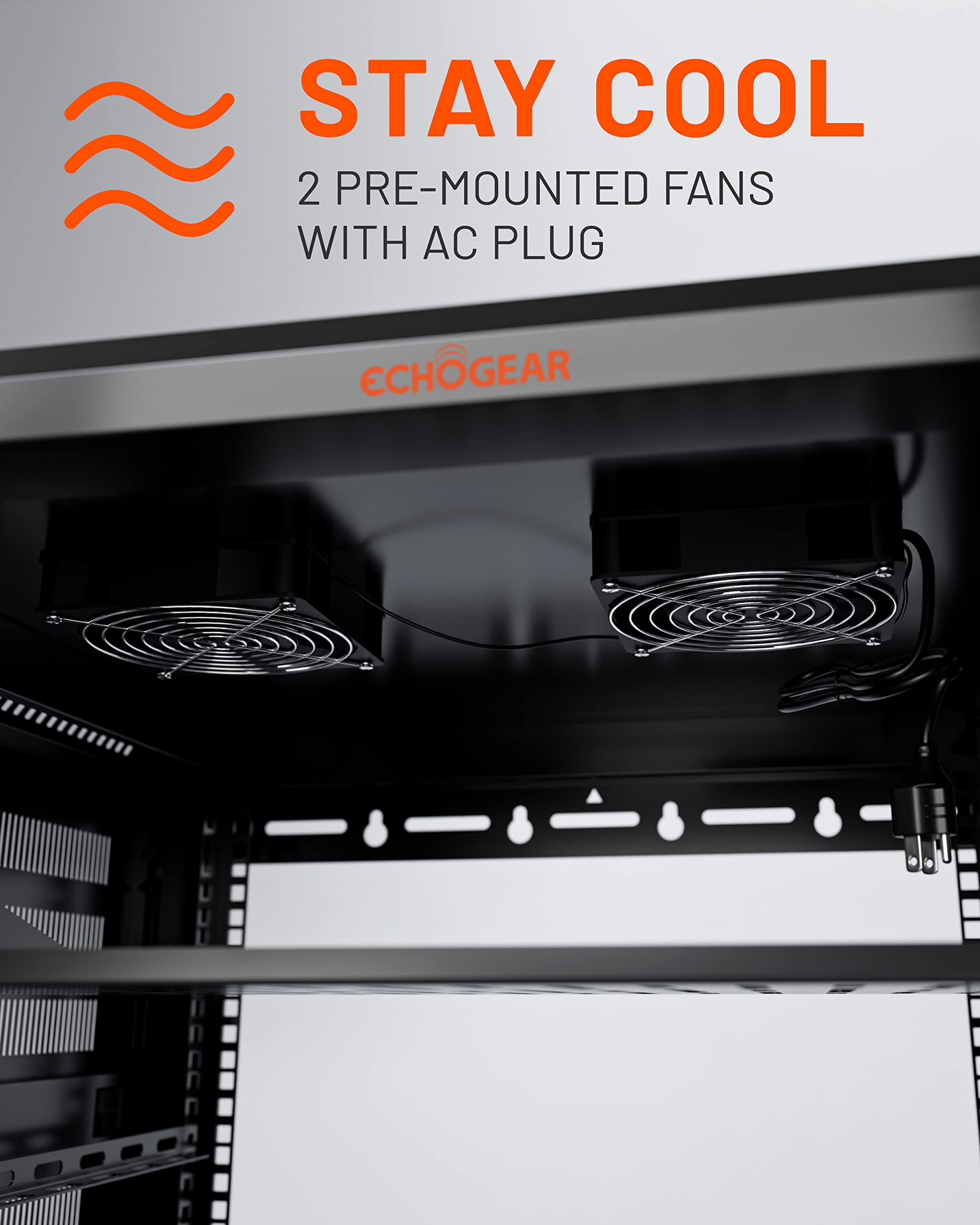 ECHOGEAR 2U Rack Regal – Universell, 30,5 Cm Tief, Belüftet, Bis 22,7 Kg Belastbar