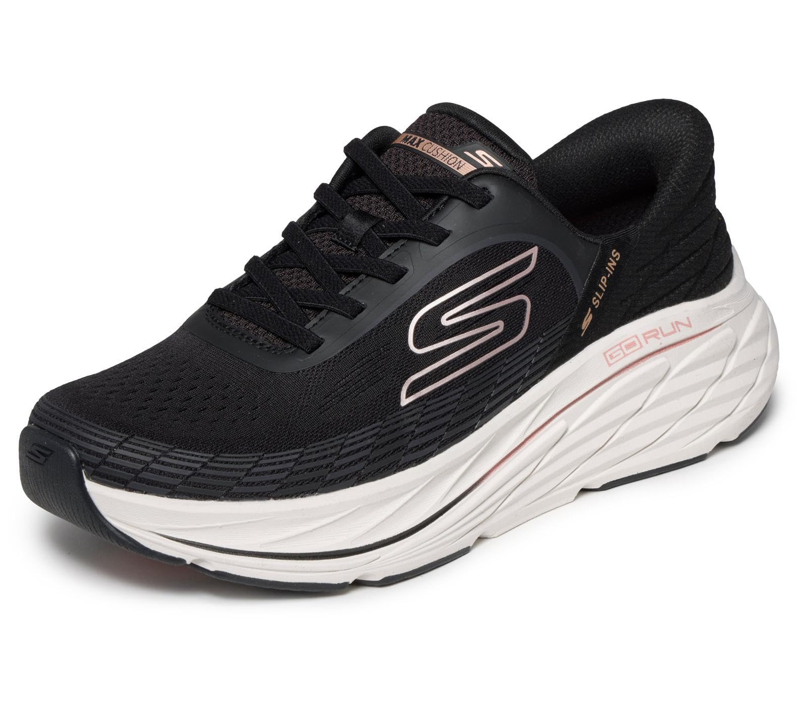 Skechers Women's Max Cushioning Elite 3 Lenara Slip-in Trainers, Black Pink, 4.5 UK
