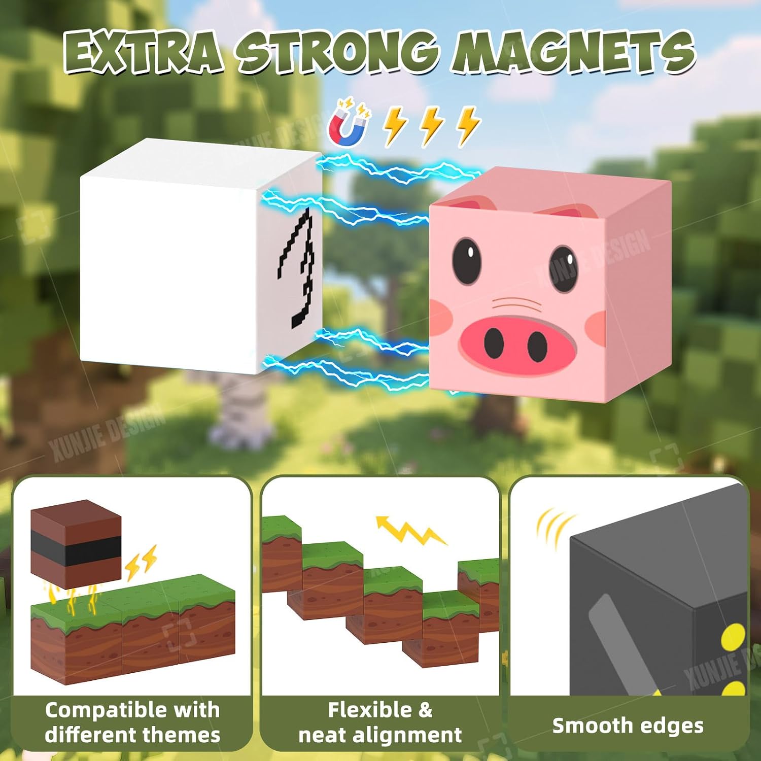 200PCS Magnetic Blocks, Building Toys for Boys & Girls Ages 3+, STEM Sensory Magnetic Blocks Forest World Building Set, Christmas Birthday Gifts for Kids Ages 3 4 5 6 7 8-12