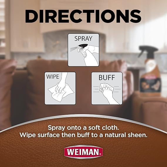Weiman Leather Cleaner and Conditioner for Use on Your Couch Chair Purse Wallet Shoes Boots Saddle Belt Jacket Car Seat