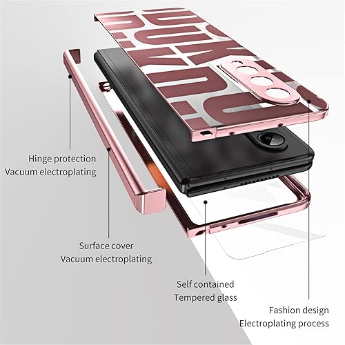 Miniatura 10 de Funda para Samsung Galaxy Z Fold 4 5G, diseño de moda con bisagra, cubierta transparente de PC con protector de pantalla, protección completa
