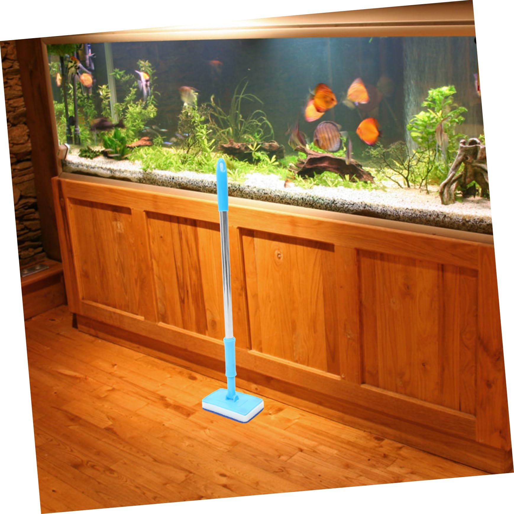 NOLITOY 2pcs Adjustable Aquarium Cleaning Brush Fish Tank Handle Brush Sturdy Stainless Steel No Deformation